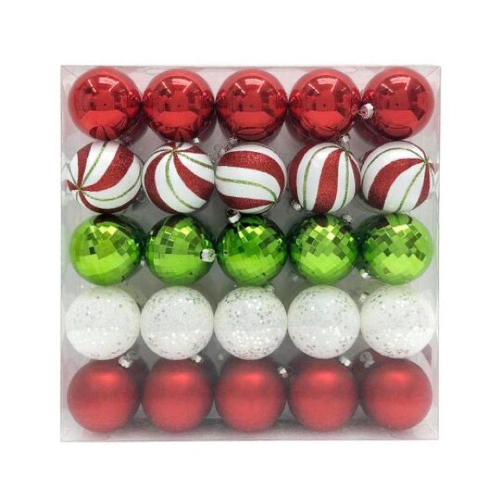 NWT Ashland 50-PACK Festive Red, Green, and White Holiday Ornament Set